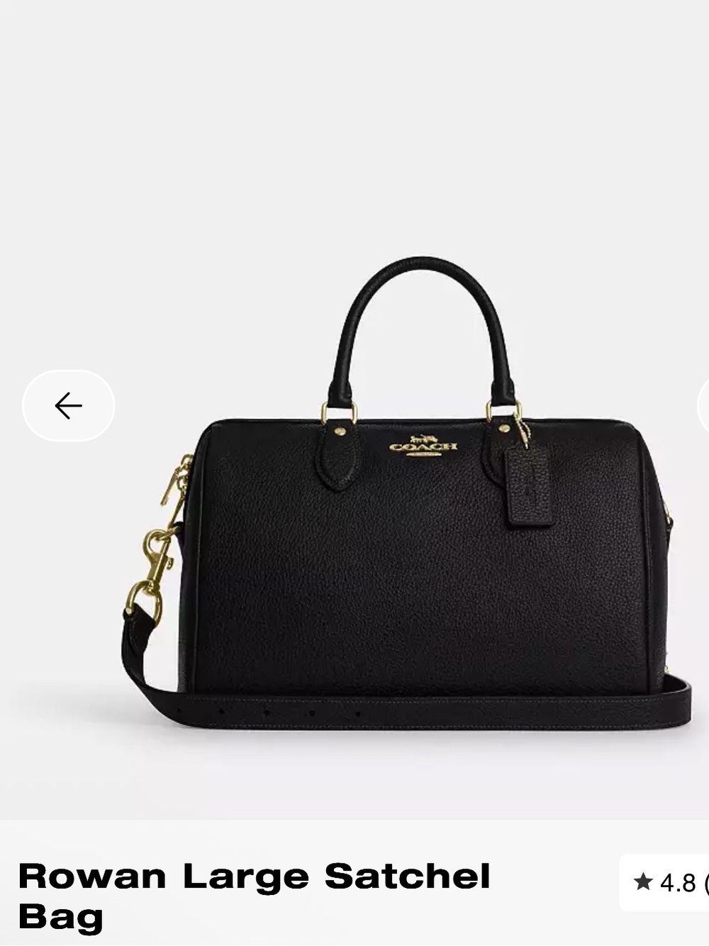 Coach Rowan Large Satchel in Black with Gold Hardware